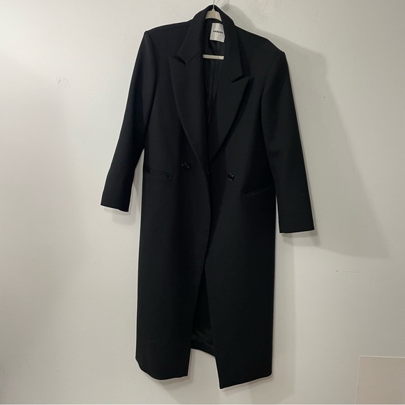 Sandro Black wool blend winter  Trench Coat size 10 - Picture 1 of 10